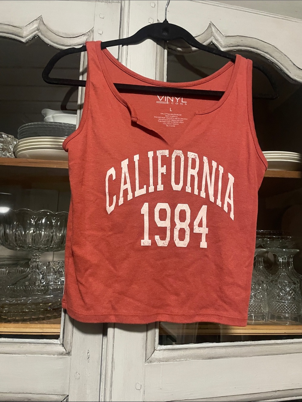 VINYL Coral Crop Tank with "California 1984" Front Print
